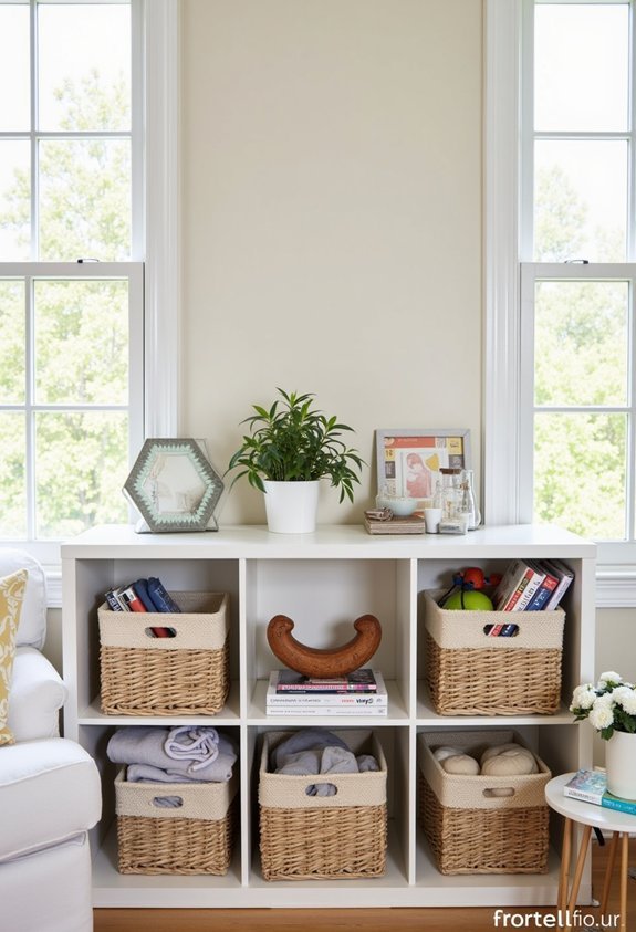 organize with baskets and bins